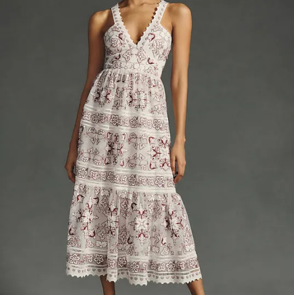 Anthropologie Tiered V-Neck Dress
